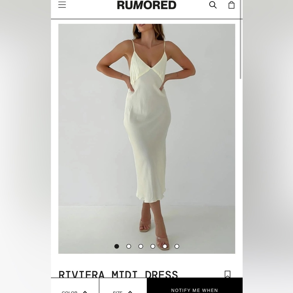 BNWOT Rumored Rivera Midi Dress in Buttermilk Small